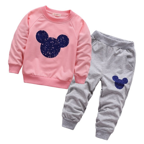 Toddler Tracksuit Spring and autumn Baby Clothing Sets Boys Girls Mickey Clothes Kids Hooded T-shirt And Pants 2 Pcs Suits