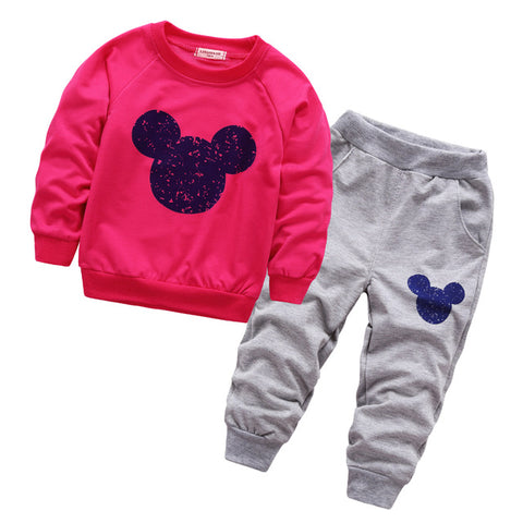 Toddler Tracksuit Spring and autumn Baby Clothing Sets Boys Girls Mickey Clothes Kids Hooded T-shirt And Pants 2 Pcs Suits