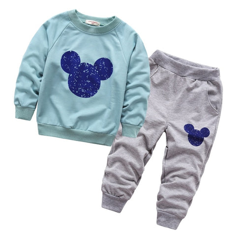 Toddler Tracksuit Spring and autumn Baby Clothing Sets Boys Girls Mickey Clothes Kids Hooded T-shirt And Pants 2 Pcs Suits