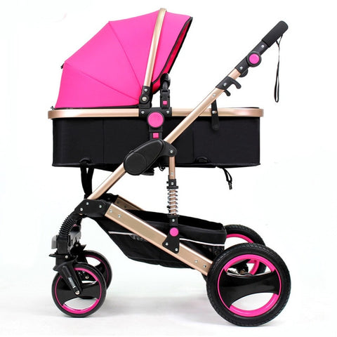 3 in 1 Multifunctional Baby Stroller Folding Carriage High Landscape Gold Red Baby Stroller Newborn Stroller Mother Assistant