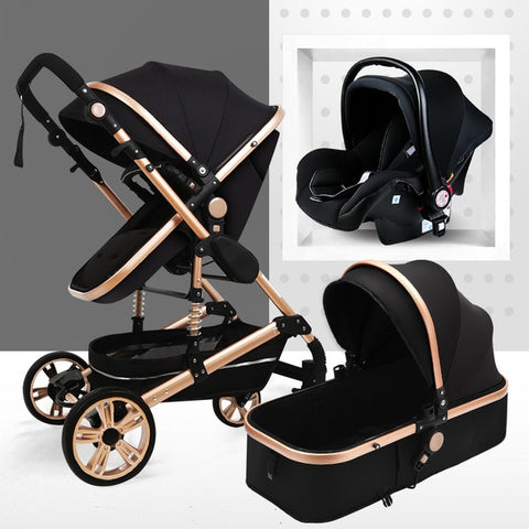 3 in 1 Multifunctional Baby Stroller Folding Carriage High Landscape Gold Red Baby Stroller Newborn Stroller Mother Assistant