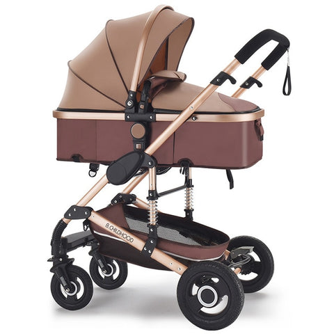 3 in 1 Multifunctional Baby Stroller Folding Carriage High Landscape Gold Red Baby Stroller Newborn Stroller Mother Assistant