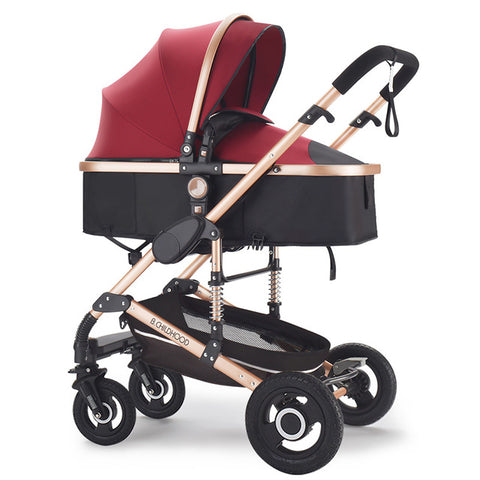 3 in 1 Multifunctional Baby Stroller Folding Carriage High Landscape Gold Red Baby Stroller Newborn Stroller Mother Assistant