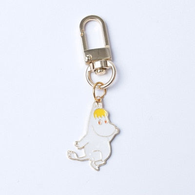 Moomin Mummi keychain cartoon white small  keychain phone metal keychain waterproof 2cm cute keychain