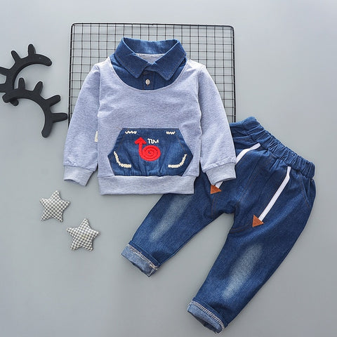 2019 Baby Boy Clothes Winter Cartoon Boy Clothing Set Long Sleeves Boys T Shirt+ Pant  Kids Clothes Set Toddler Boy Clothes