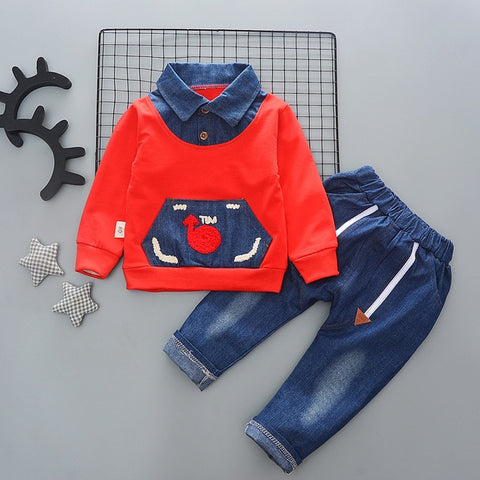 2019 Baby Boy Clothes Winter Cartoon Boy Clothing Set Long Sleeves Boys T Shirt+ Pant  Kids Clothes Set Toddler Boy Clothes