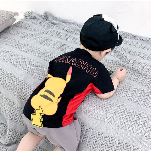 Baby Boys Girls Pikachu Clothing Set Cotton Summer 2019 Kids Pokemon White Black Clothes Toddler Children Outfits 1th Birthday