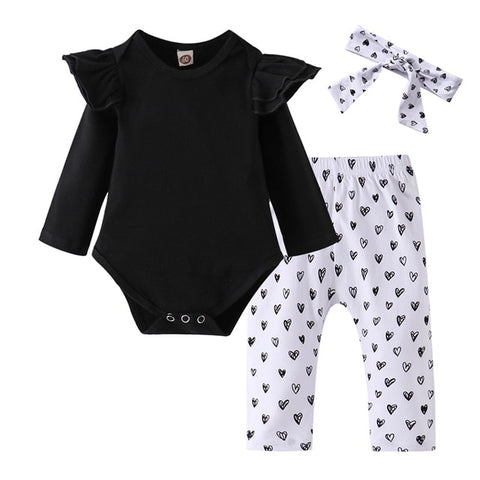 Baby Girl Clothes Set 2019 Autumn 3pcs Set Cotton T-shirt Pants Headband fall Infant Clothes Newborn Baby Girl Clothing Set