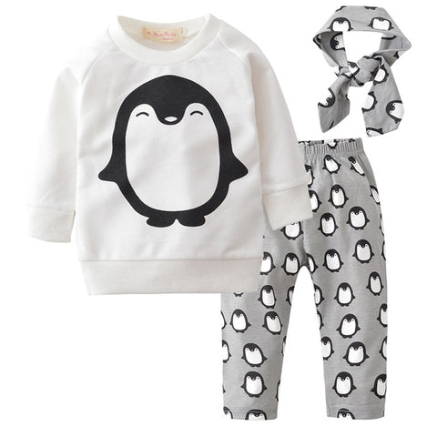 Baby Girl Clothes Set 2019 Autumn 3pcs Set Cotton T-shirt Pants Headband fall Infant Clothes Newborn Baby Girl Clothing Set