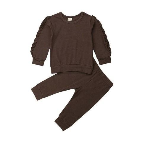 Newborn Infant Baby Girls Ruffle T-Shirt Tops Leggings Pants 2Pcs Outfits Set Clothes Long Sleeve Autumn Winter Warm Clothing