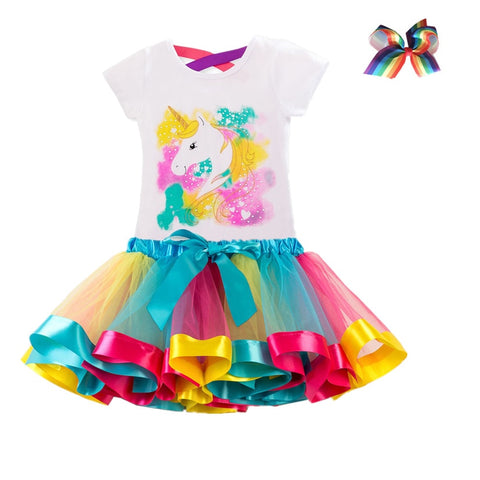 Unicorn Children's Clothing Sets Baby Girl Clothes Summer Princess Party Tutu Unicorn Costume Dress Kids Birthday Outfits Suits