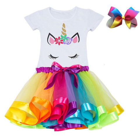 Unicorn Children's Clothing Sets Baby Girl Clothes Summer Princess Party Tutu Unicorn Costume Dress Kids Birthday Outfits Suits