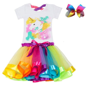 Unicorn Children's Clothing Sets Baby Girl Clothes Summer Princess Party Tutu Unicorn Costume Dress Kids Birthday Outfits Suits