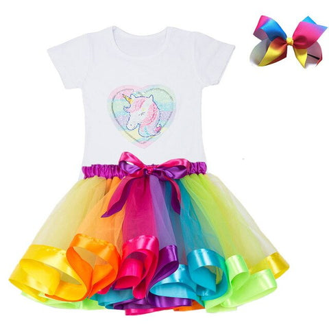 Unicorn Children's Clothing Sets Baby Girl Clothes Summer Princess Party Tutu Unicorn Costume Dress Kids Birthday Outfits Suits