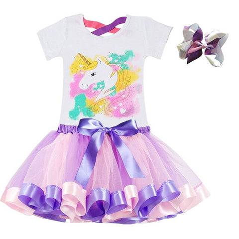 Unicorn Children's Clothing Sets Baby Girl Clothes Summer Princess Party Tutu Unicorn Costume Dress Kids Birthday Outfits Suits