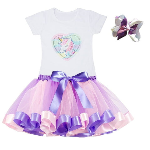 Unicorn Children's Clothing Sets Baby Girl Clothes Summer Princess Party Tutu Unicorn Costume Dress Kids Birthday Outfits Suits