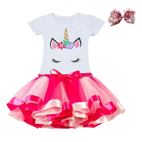 Unicorn Children's Clothing Sets Baby Girl Clothes Summer Princess Party Tutu Unicorn Costume Dress Kids Birthday Outfits Suits