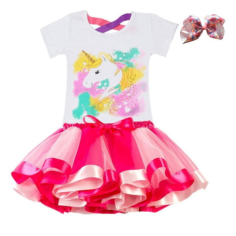 Unicorn Children's Clothing Sets Baby Girl Clothes Summer Princess Party Tutu Unicorn Costume Dress Kids Birthday Outfits Suits