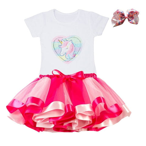 Unicorn Children's Clothing Sets Baby Girl Clothes Summer Princess Party Tutu Unicorn Costume Dress Kids Birthday Outfits Suits