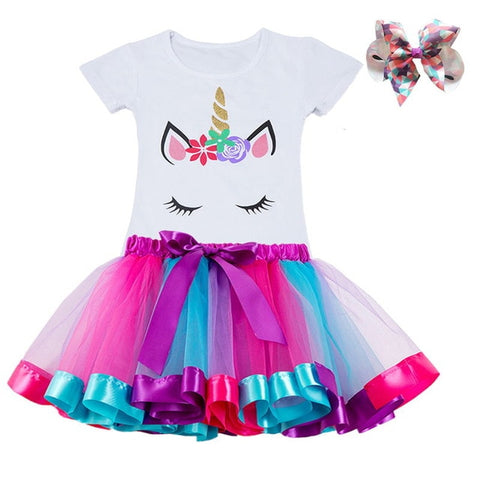 Unicorn Children's Clothing Sets Baby Girl Clothes Summer Princess Party Tutu Unicorn Costume Dress Kids Birthday Outfits Suits