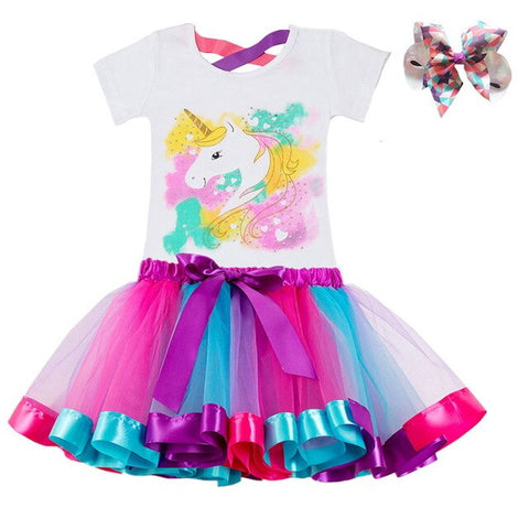 Unicorn Children's Clothing Sets Baby Girl Clothes Summer Princess Party Tutu Unicorn Costume Dress Kids Birthday Outfits Suits