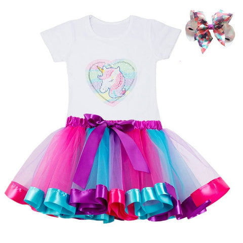 Unicorn Children's Clothing Sets Baby Girl Clothes Summer Princess Party Tutu Unicorn Costume Dress Kids Birthday Outfits Suits