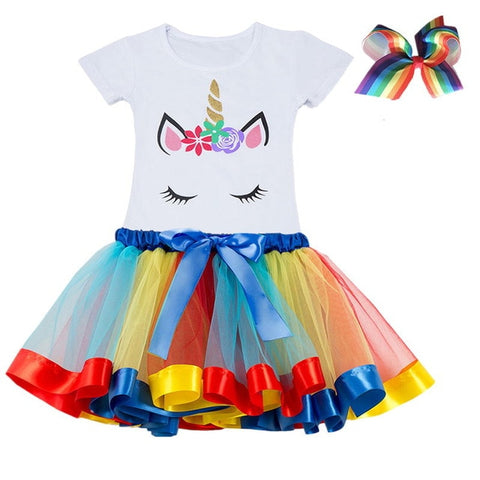 Unicorn Children's Clothing Sets Baby Girl Clothes Summer Princess Party Tutu Unicorn Costume Dress Kids Birthday Outfits Suits