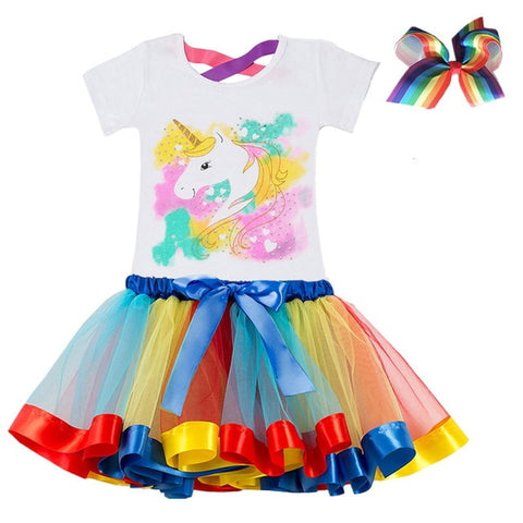 Unicorn Children's Clothing Sets Baby Girl Clothes Summer Princess Party Tutu Unicorn Costume Dress Kids Birthday Outfits Suits