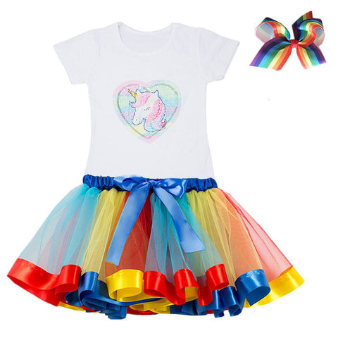 Unicorn Children's Clothing Sets Baby Girl Clothes Summer Princess Party Tutu Unicorn Costume Dress Kids Birthday Outfits Suits