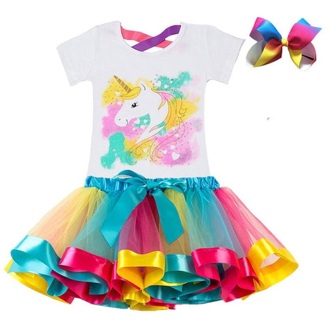 Unicorn Children's Clothing Sets Baby Girl Clothes Summer Princess Party Tutu Unicorn Costume Dress Kids Birthday Outfits Suits