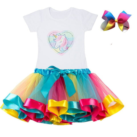 Unicorn Children's Clothing Sets Baby Girl Clothes Summer Princess Party Tutu Unicorn Costume Dress Kids Birthday Outfits Suits