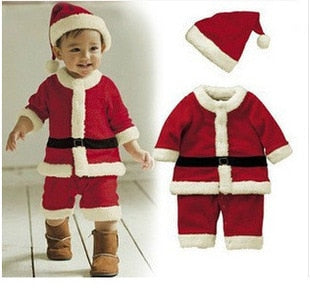 Christmas Santa Claus Suit Top Quality Christmas Costume Suit Baby Boy/Girl 3PCS Kids New Year Children's Clothing Set