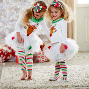 Pudcoco Christmas Toddler Baby Kid Girl Clothing Set Children Xmas set Reindeer Tops Tutu Skirts dress Outfits Kid Costuems