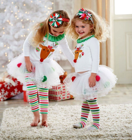 Pudcoco Christmas Toddler Baby Kid Girl Clothing Set Children Xmas set Reindeer Tops Tutu Skirts dress Outfits Kid Costuems