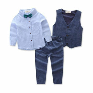 Brand New Gentleman Baby Boy Clothing 3 PCS Set  Bow-Tie Waistcoat T shirt Pants Suit Sets Wholesale