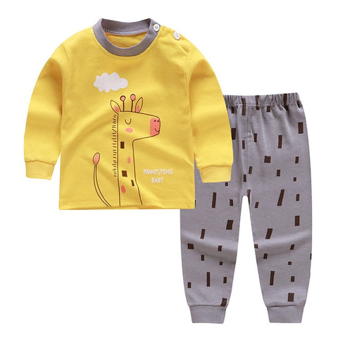 0-2year baby clothes set Winter cotton Newborn Baby boys girls Clothes 2PCS Mickey baby pajamas Unisex kids Clothing Sets