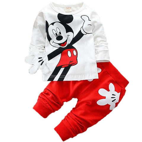 Autumn Cartoon 3pcs Minnie Mickey Clothing set kids Clothes Boys Girls Hooded Jacket +T Shirt +Sports Pants Casual Sprot suits