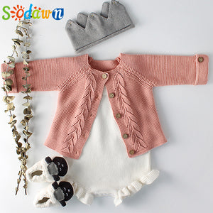 Sodawn 2PCS Baby Clothing Set For Girl  2019 New Baby Girl Romper Knitted Jumpsuit+Coat Autumn Winter Clothes Toddler Girl Suit