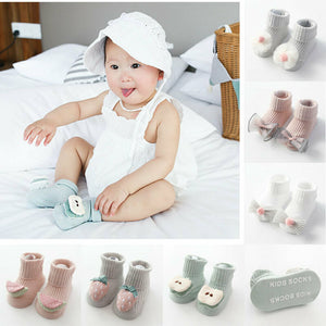 2019 Baby Clothing Toddler Baby Non-Slip Boot Socks Girls Winter Cartoon Warm Shoes 3D Cartoon Fruit Winter Warm House Shoes