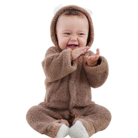 Baby Rompers Newborn Baby Girl Clothes Set Cute 3D Bear Ear Jumpsuit Baby Boy Clothes Set Rompers Warm Baby Clothing Set