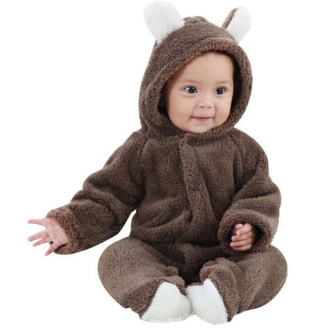 Baby Rompers Newborn Baby Girl Clothes Set Cute 3D Bear Ear Jumpsuit Baby Boy Clothes Set Rompers Warm Baby Clothing Set