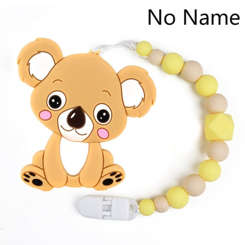 Baby Teether Bracelet Food Grade Silicone Chews Nurse Gift Toys Koala Teething Necklace pacifier clip with name DIY BABY custom