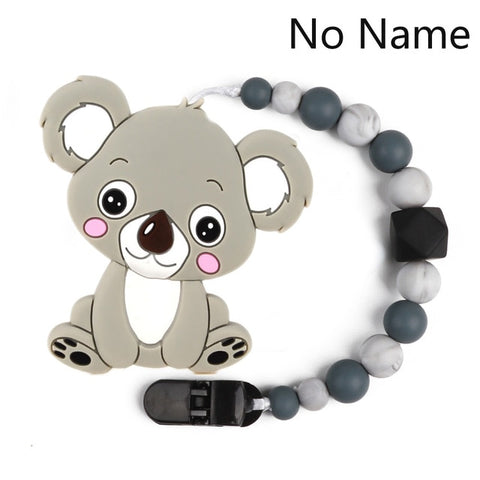 Baby Teether Bracelet Food Grade Silicone Chews Nurse Gift Toys Koala Teething Necklace pacifier clip with name DIY BABY custom