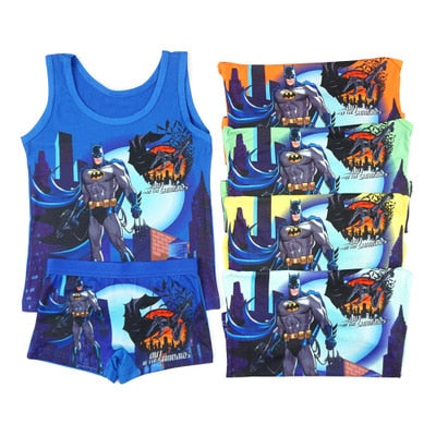 Summer children Clothes cartoon sleeveless silk T-shirt boys vest anime figures T shirts Panties briefs kids boy clothing set