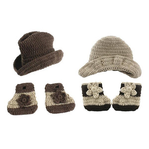 New Knitting Baby Hat Newborn Photography Props Cute Photography Props Children Cap and or boys cowboy Hat+Shoes Baby girl cloth