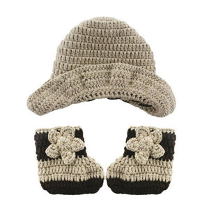 New Knitting Baby Hat Newborn Photography Props Cute Photography Props Children Cap and or boys cowboy Hat+Shoes Baby girl cloth