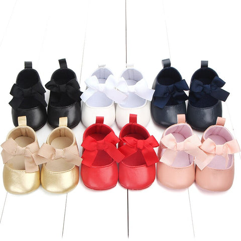 CYSINCOS Baby Girls Anti-slip First Walkers Cute Solid Bow Shoes Christening Baptism Shoes Clothing Accessory Infant Moccasins