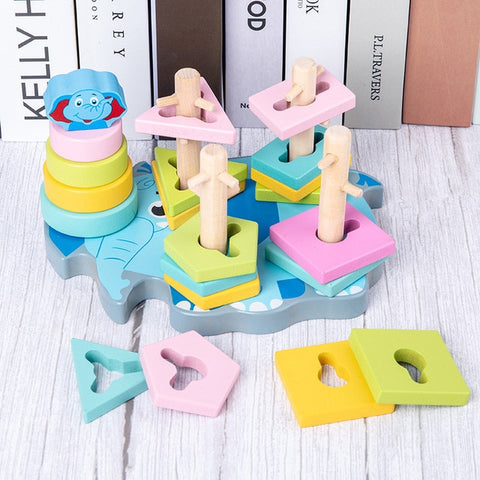 HOT SALE Baby Toys Colorful Wooden Blocks Baby Music Rattles Graphic Cognition Early Educational Toys For Baby 0-12 Months