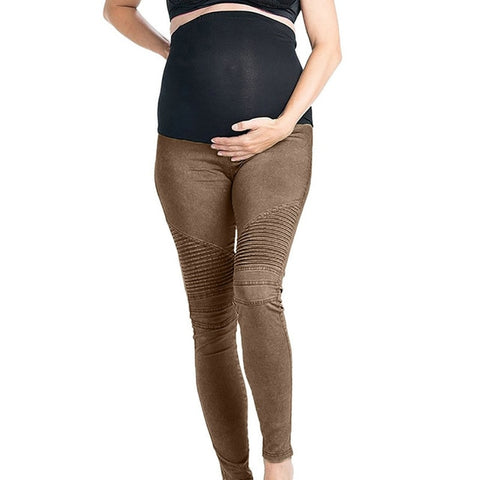 High Waist Clothes For Pregnant Women Zipper Maternity Pants Capris Clothing Soft Pregnancy Black Brown Skinny Leggings Trousers