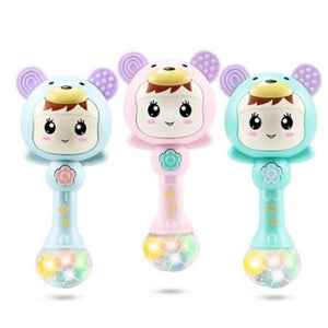 LED Glowing Hand Rattle Music Sand Hammer Soft Teether Development Baby Toy light will change with the rhythm